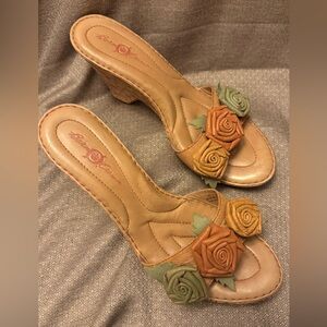 Born Crown Tan and Green Floral Heels